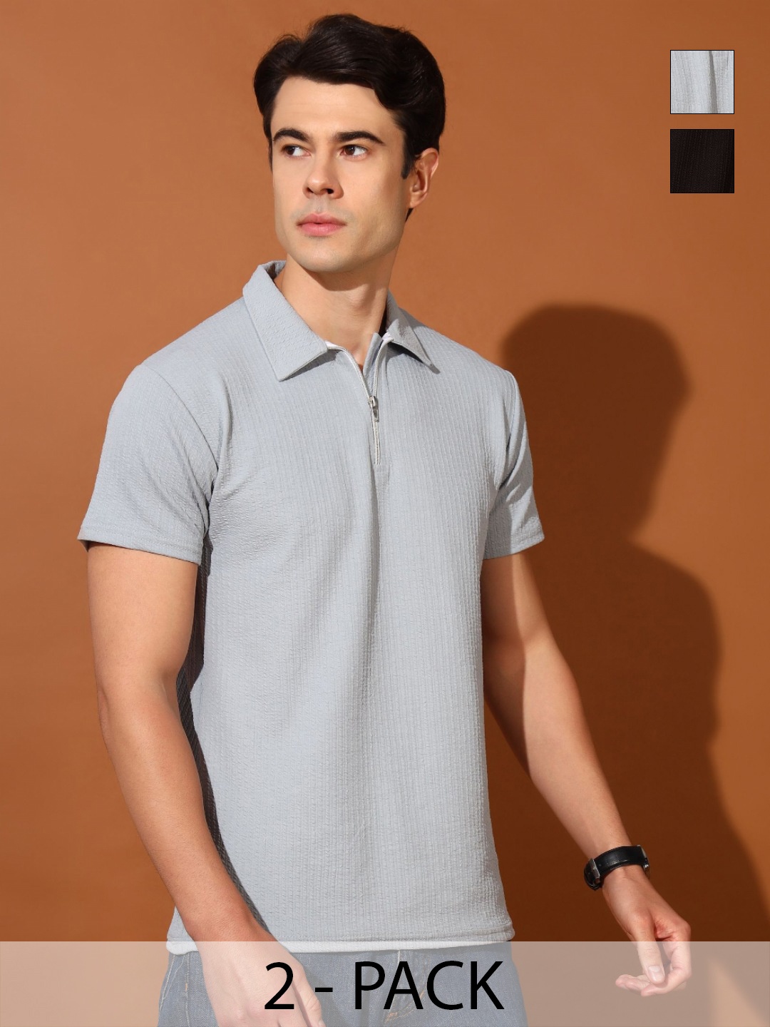

Christy World Men 2 Polo Collar Pockets T-shirt, Multi