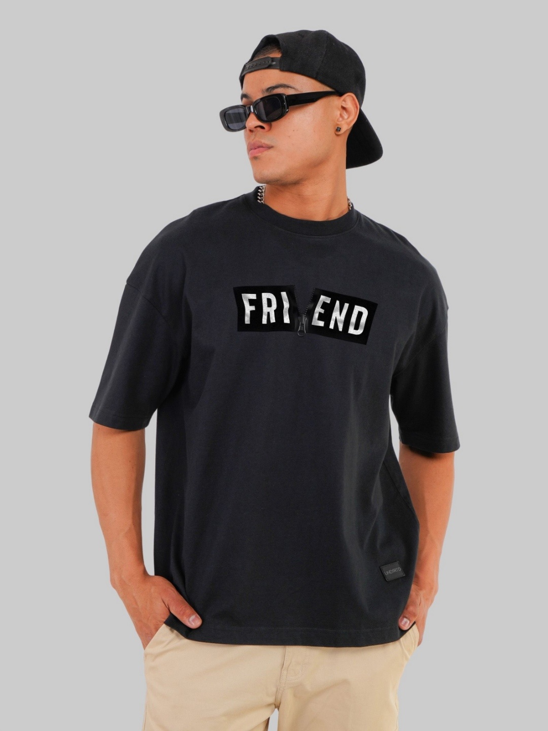 

Underrated Club Men Typography Bio Finish Applique T-shirt, Black