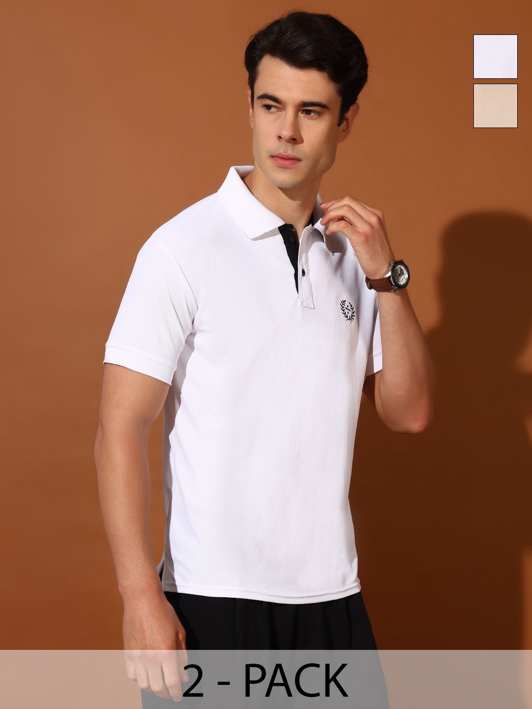 

Christy World Men 2 Polo Collar T-shirt, Multi