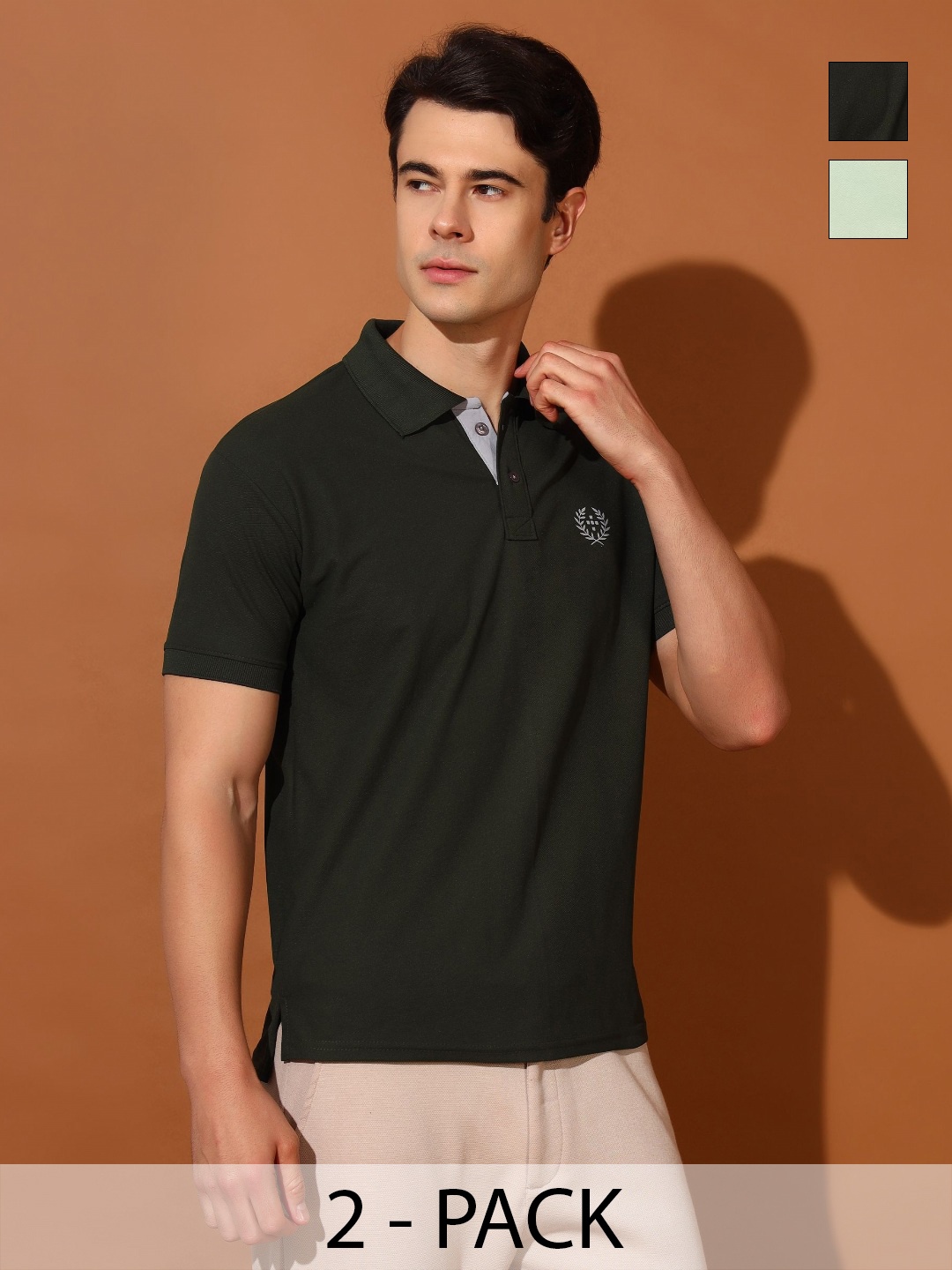

Christy World Men 2 Polo Collar Applique T-shirt, Multi