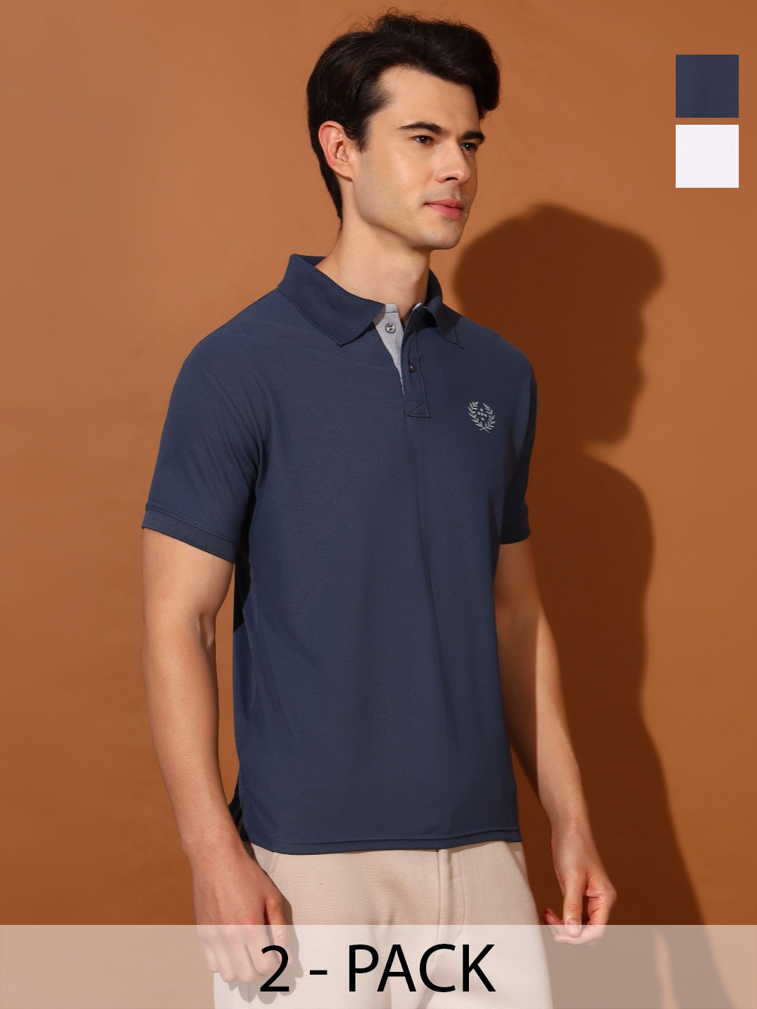 

Christy World Men 2 Polo Collar Applique T-shirt, Multi