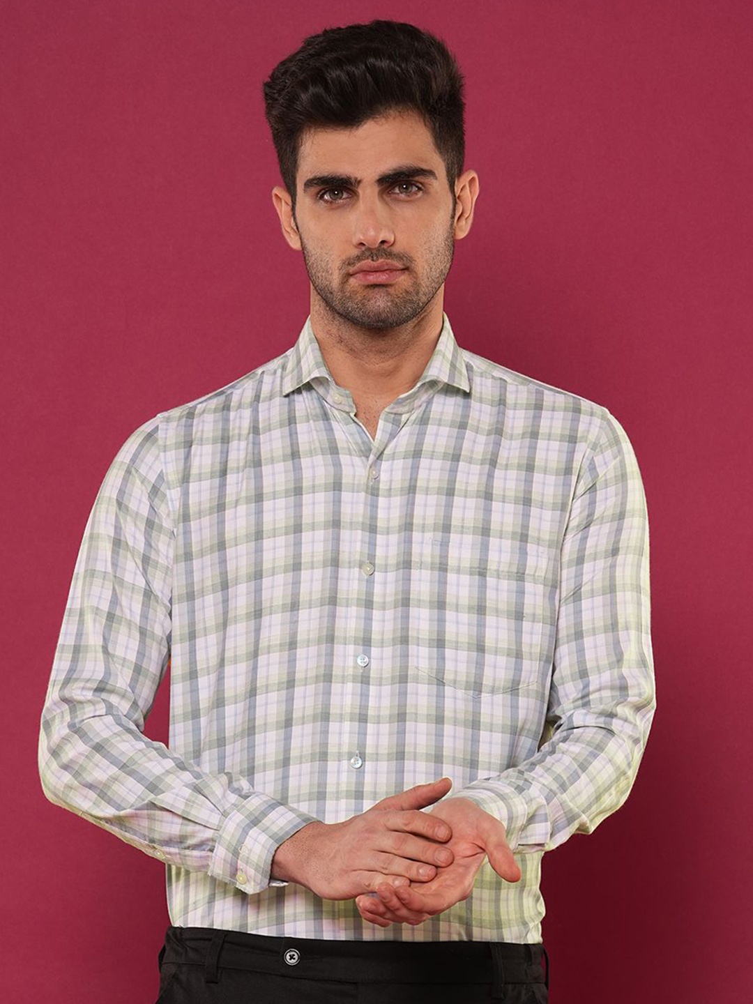 

John Philips Men Slim Fit Shirt, Green