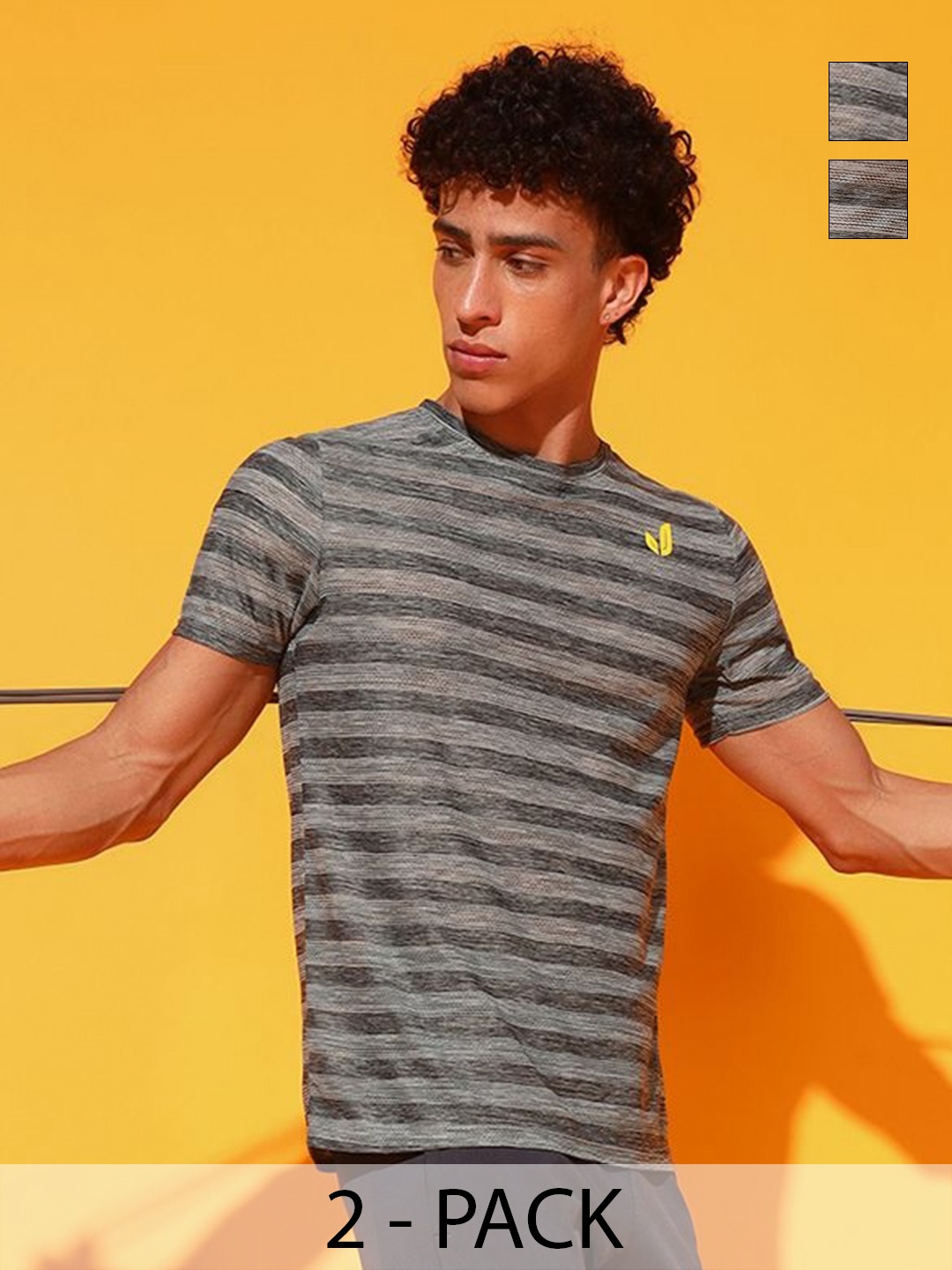 

GLITO Men 2 Striped Slim Fit T-shirt, Pink