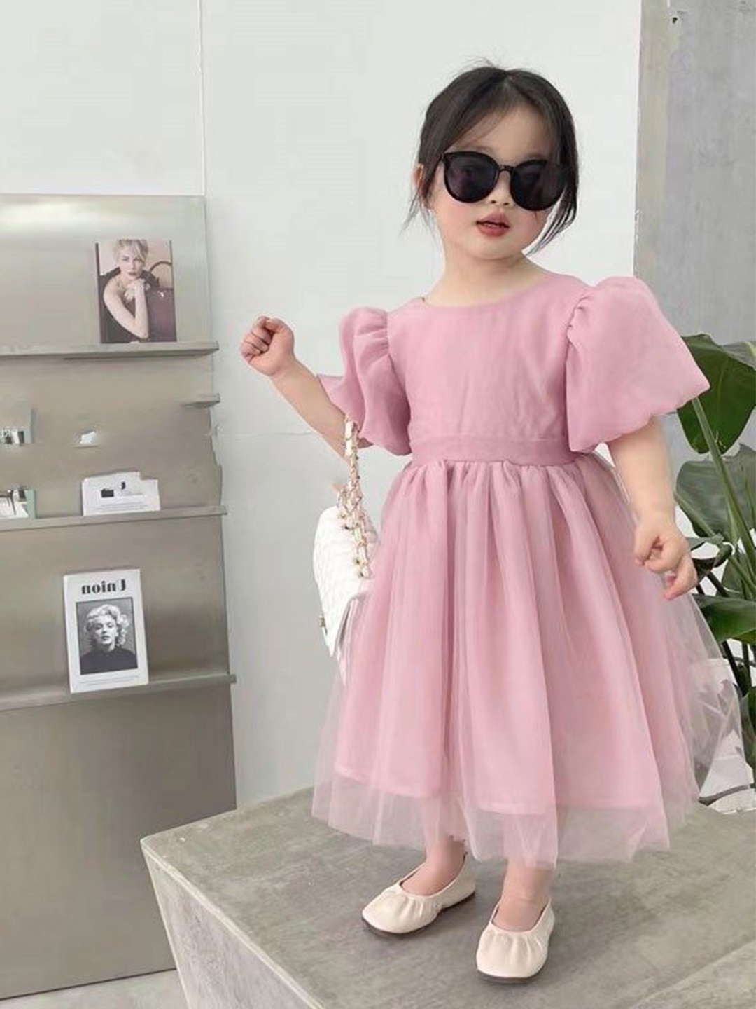 

StyleCast x Revolte Girls Puff Sleeves Fit-Flare Dress, Pink