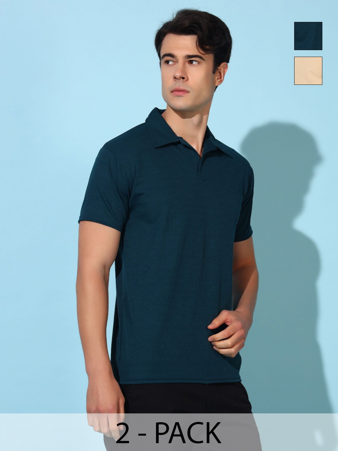 

Christy World Men 2 Polo Collar Pockets T-shirt, Multi