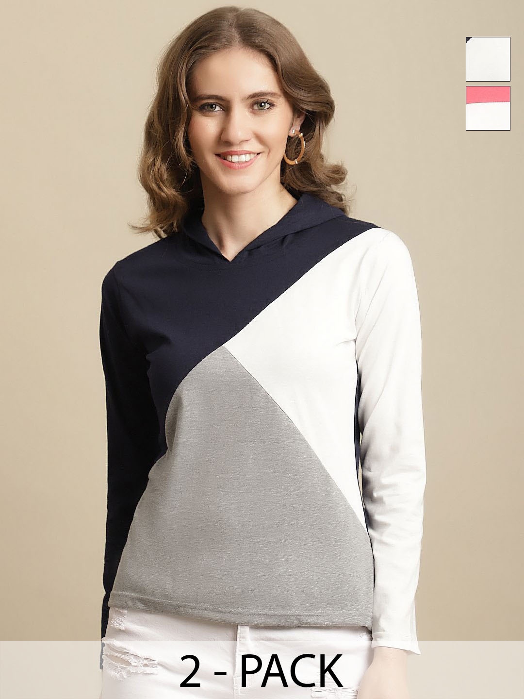 

Tromko Women 2 Colourblocked T-shirt, Multi