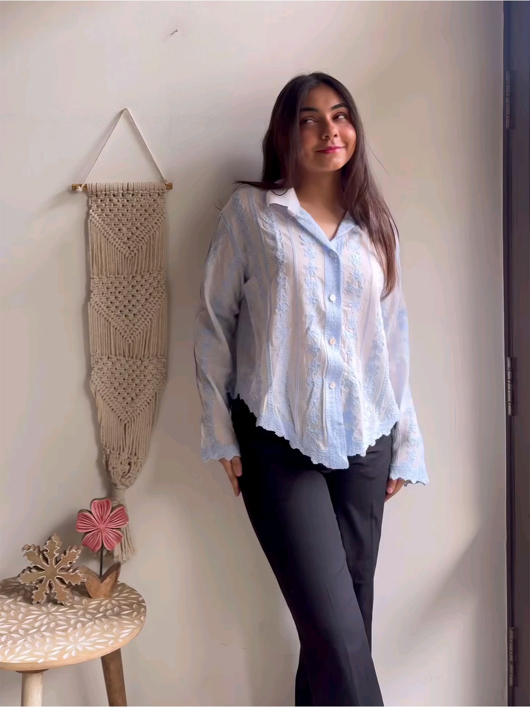 

HIGH BUY Women Comfort Semi Sheer Casual Shirt, Blue