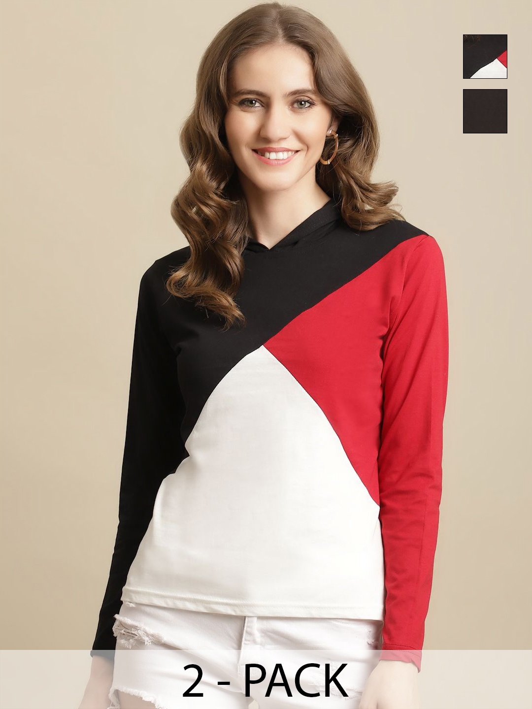 

Tromko Women 2 Colourblocked T-shirt, Multi