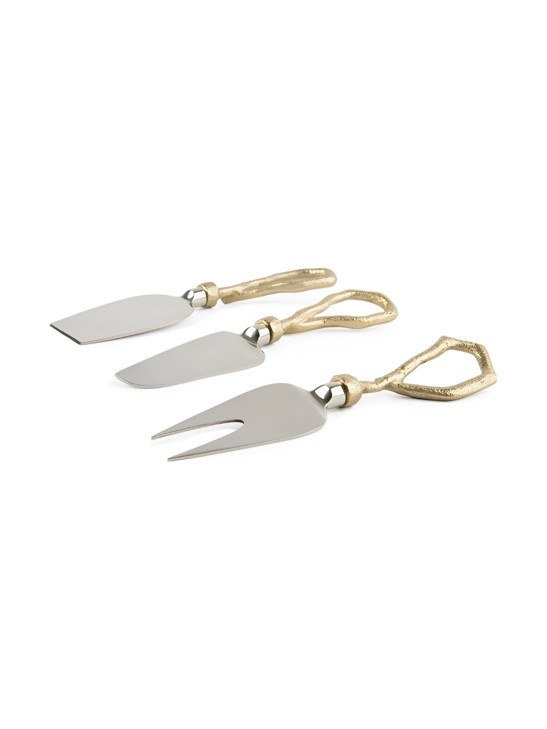 

IAAH Gold-Toned & Silver Toned 3 Pieces Stainless Steel Aluminium Cheese Knifes