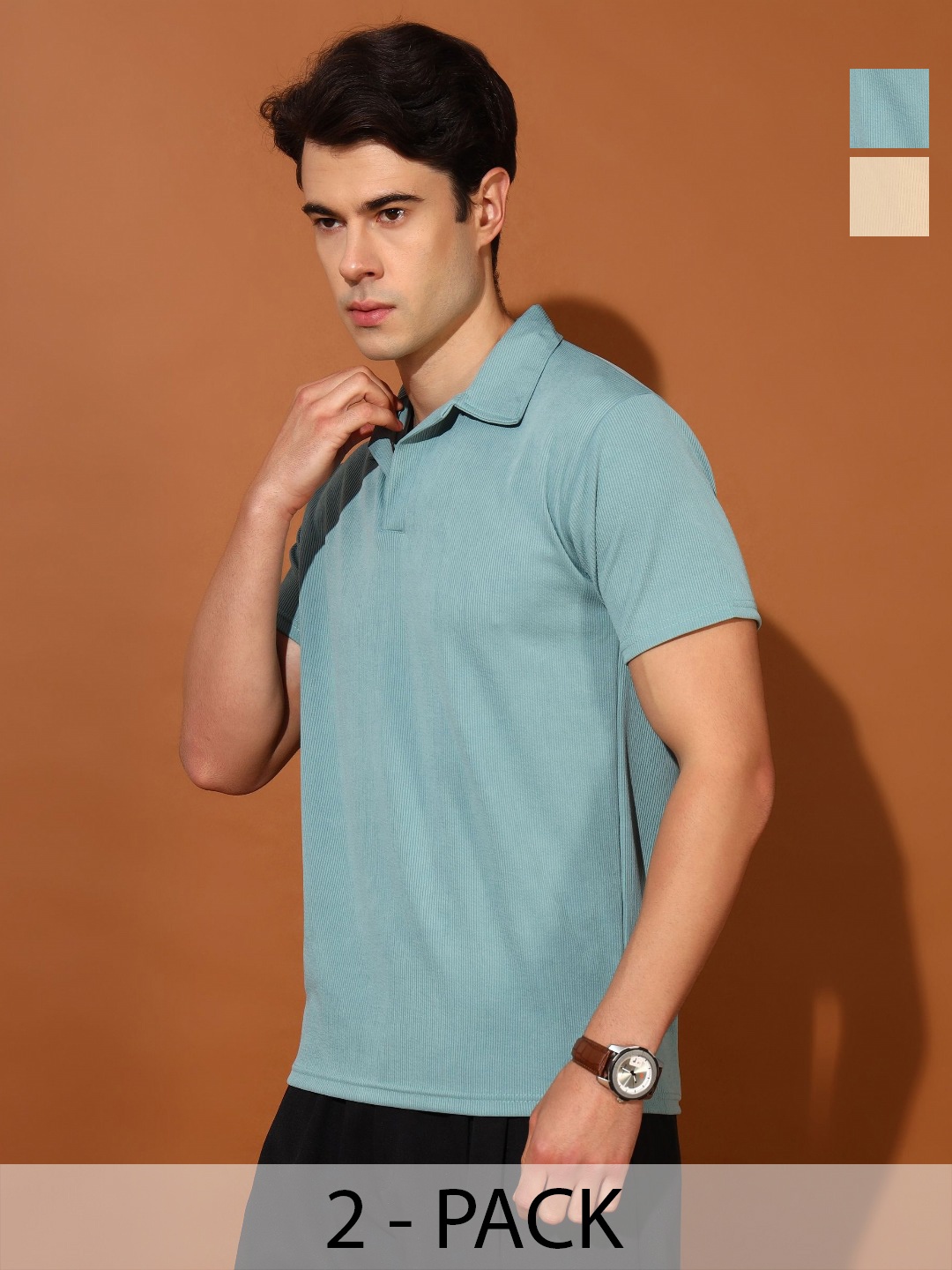 

Christy World Men 2 Polo Collar Pockets T-shirt, Multi