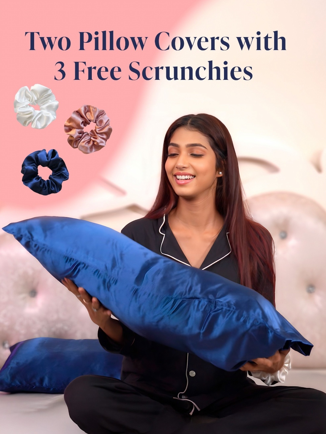 

Silvr Bear Navy Blue 2 Pieces Solid Pure Silk Rectangle Pillow Covers