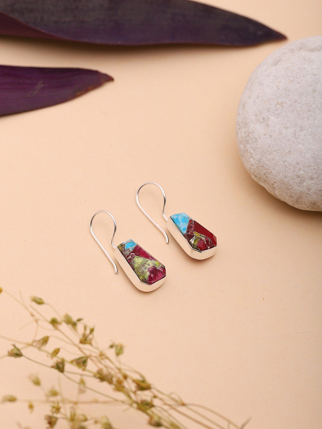 

Exotic India Sterling Silver-Plated Turquoise Studs