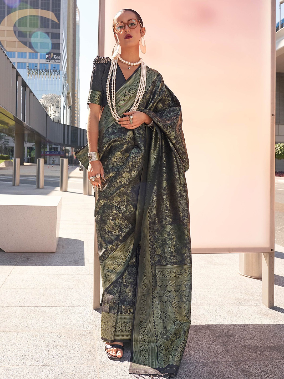 

Vardha Woven Design Zari Silk Blend Saree, Black