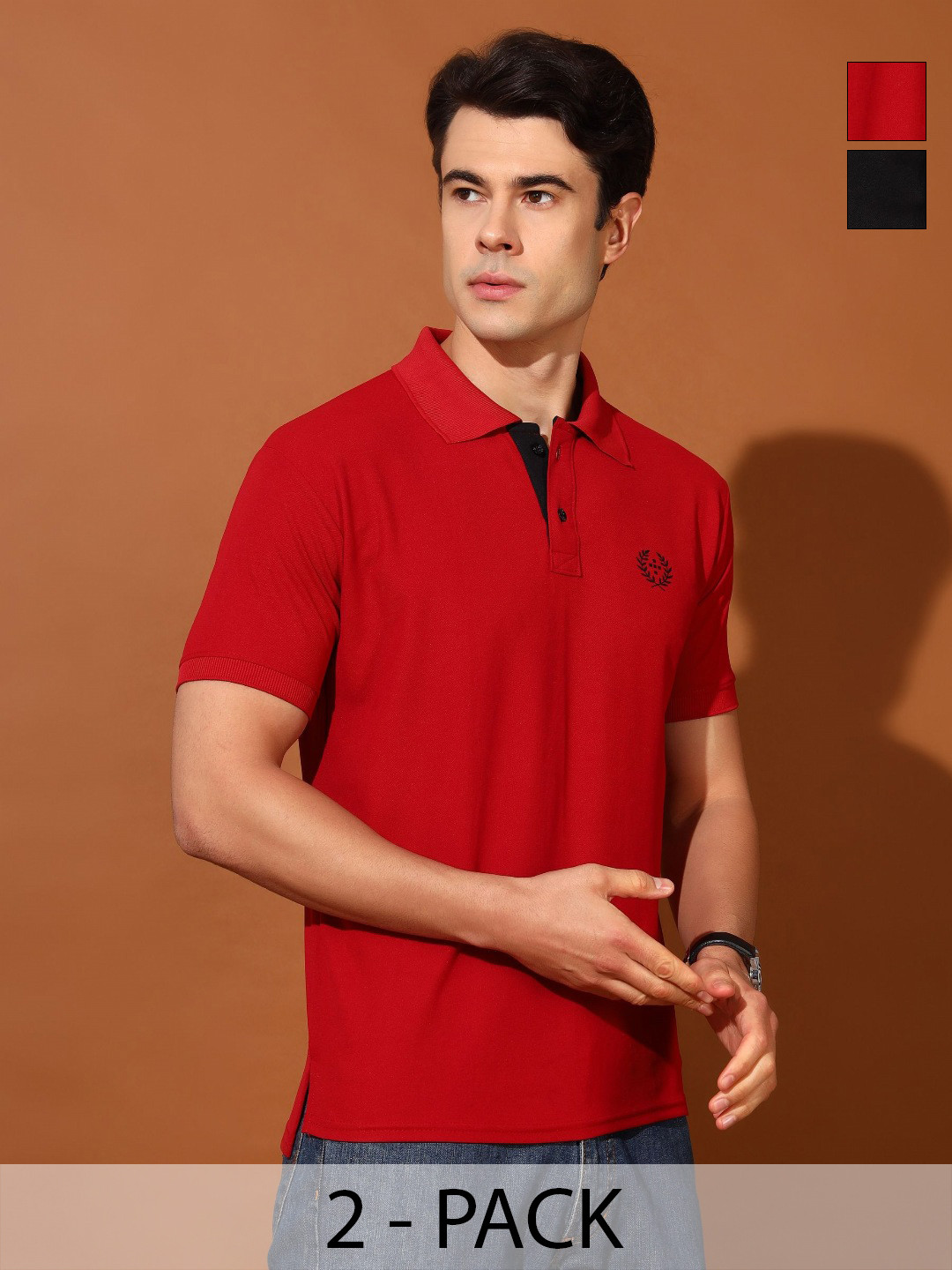 

Christy World Men 2 Polo Collar Applique T-shirt, Multi