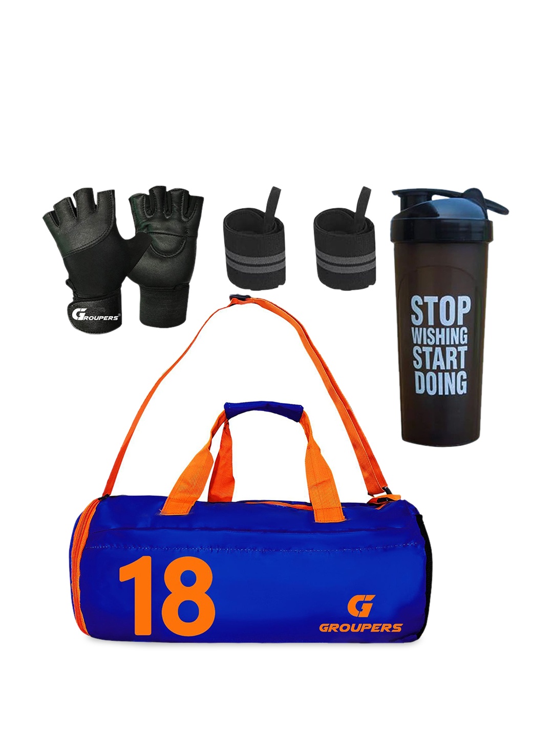 

GROUPERS Medium Foldable Sports or Gym Duffel Bag, Blue