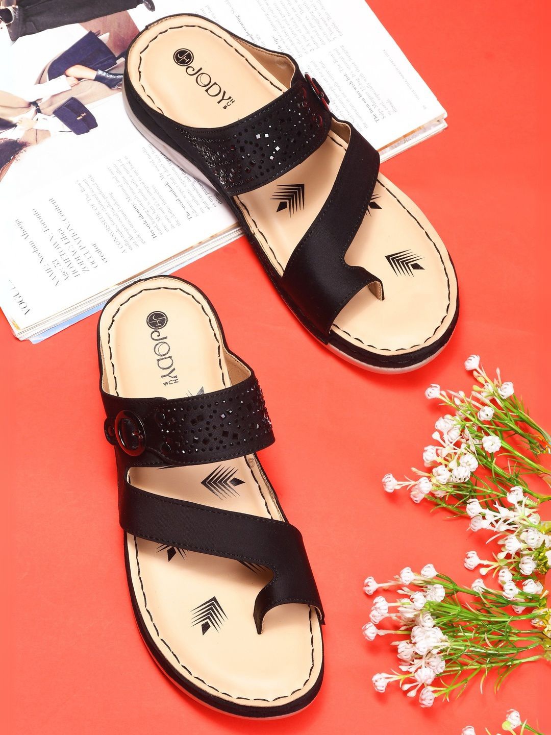 

JodyHub Women Wedge Sandals with Laser Cuts, Black