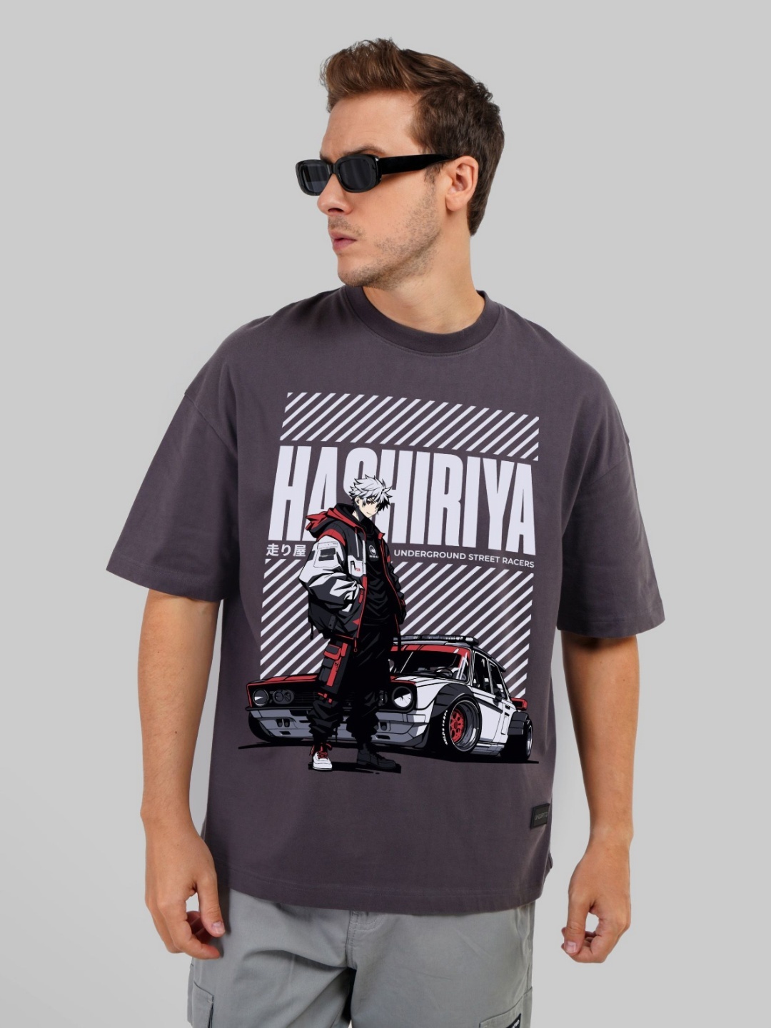 

Underrated Club Men Printed Bio Finish Raw Edge T-shirt, Grey