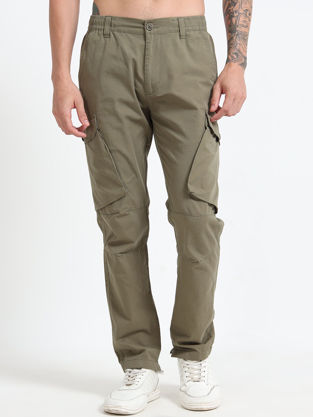 

RIGS AND RAGS Men Original Easy Wash Cargo Styles Trousers, Olive
