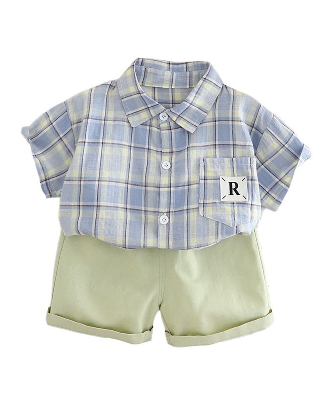 

StyleCast x Revolte Boys Checked Pure Cotton Shirt With Shorts, Blue