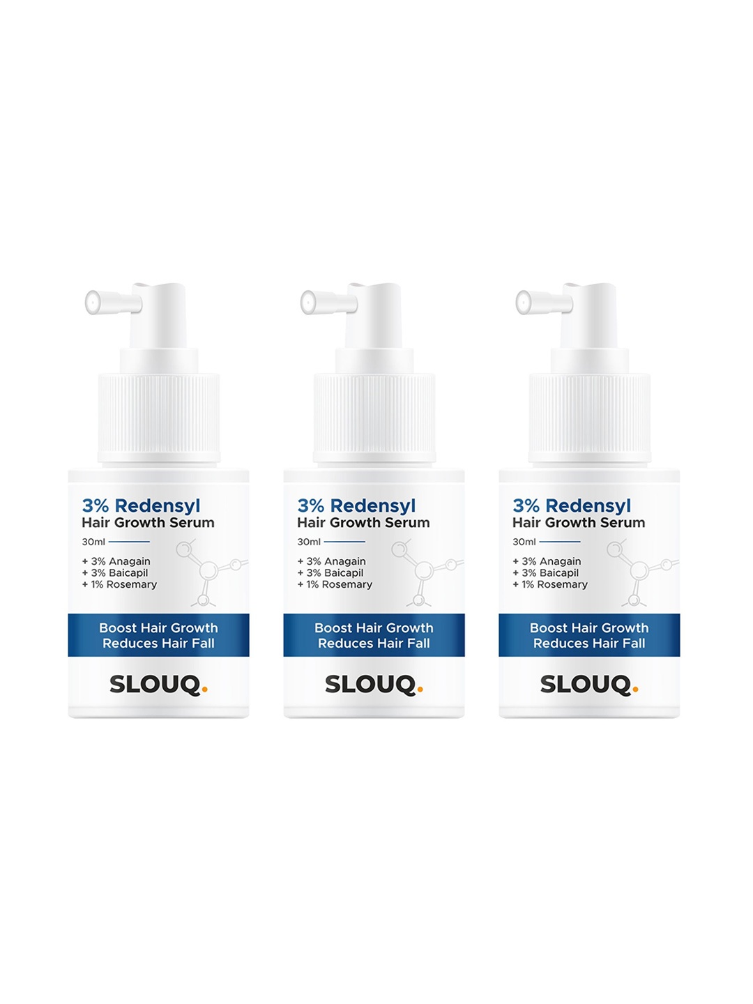 

Slouq Set Of 3 3% Redensyl Hair Growth Serum - 30 ml Each, White
