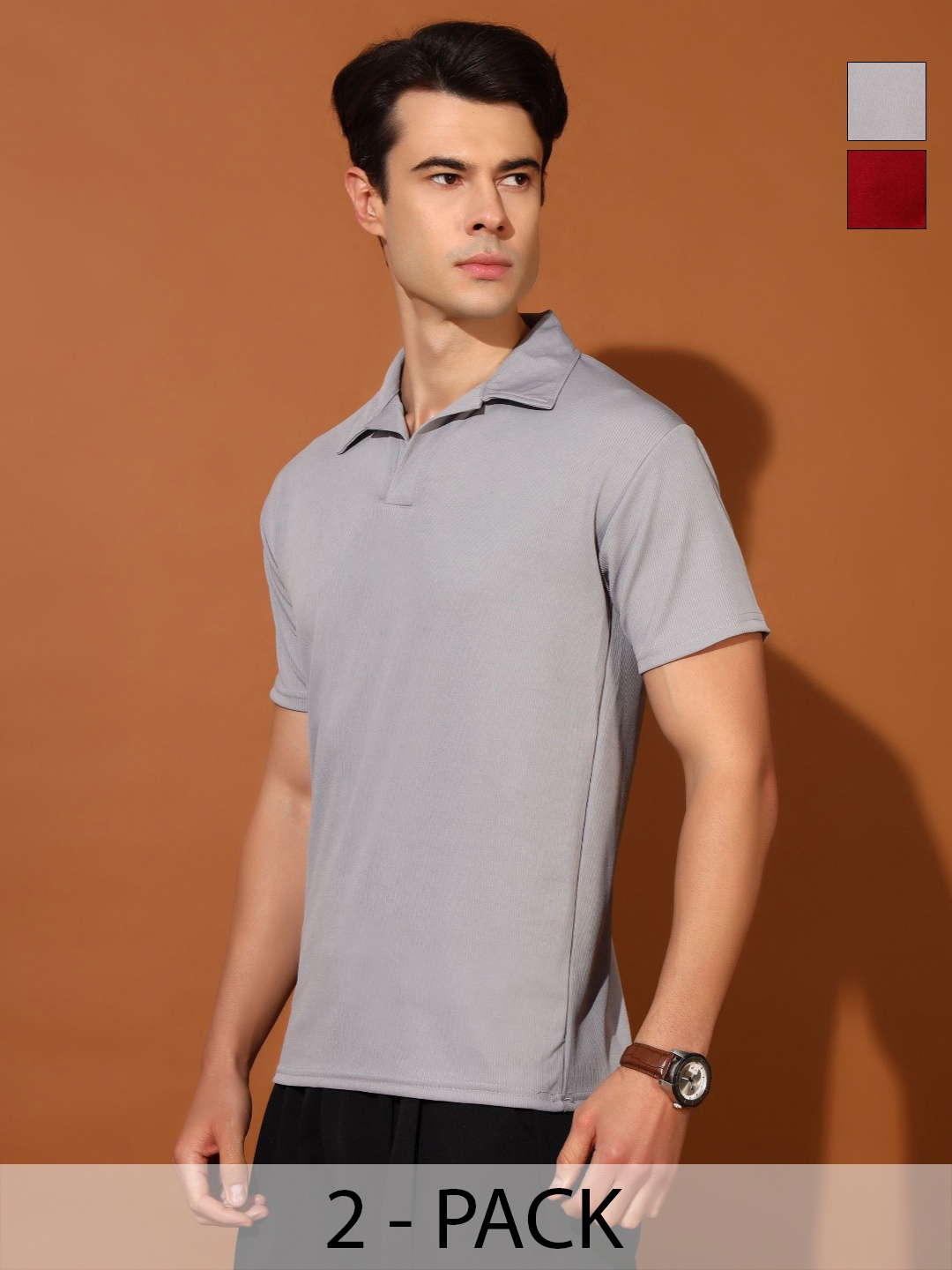 

Christy World Men 2 Polo Collar Pockets T-shirt, Multi