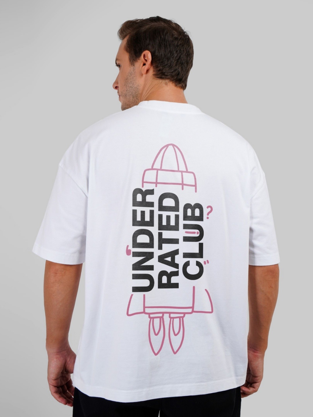 

Underrated Club Men Printed Bio Finish Raw Edge T-shirt, White