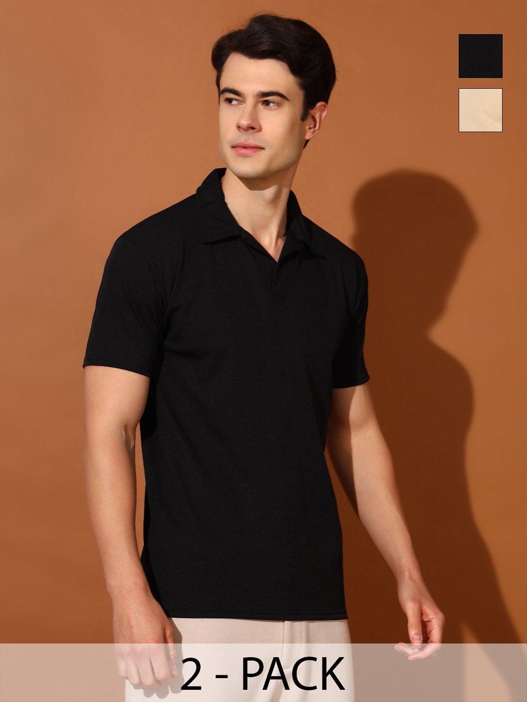 

Christy World Men 2 Polo Collar Pockets T-shirt, Multi