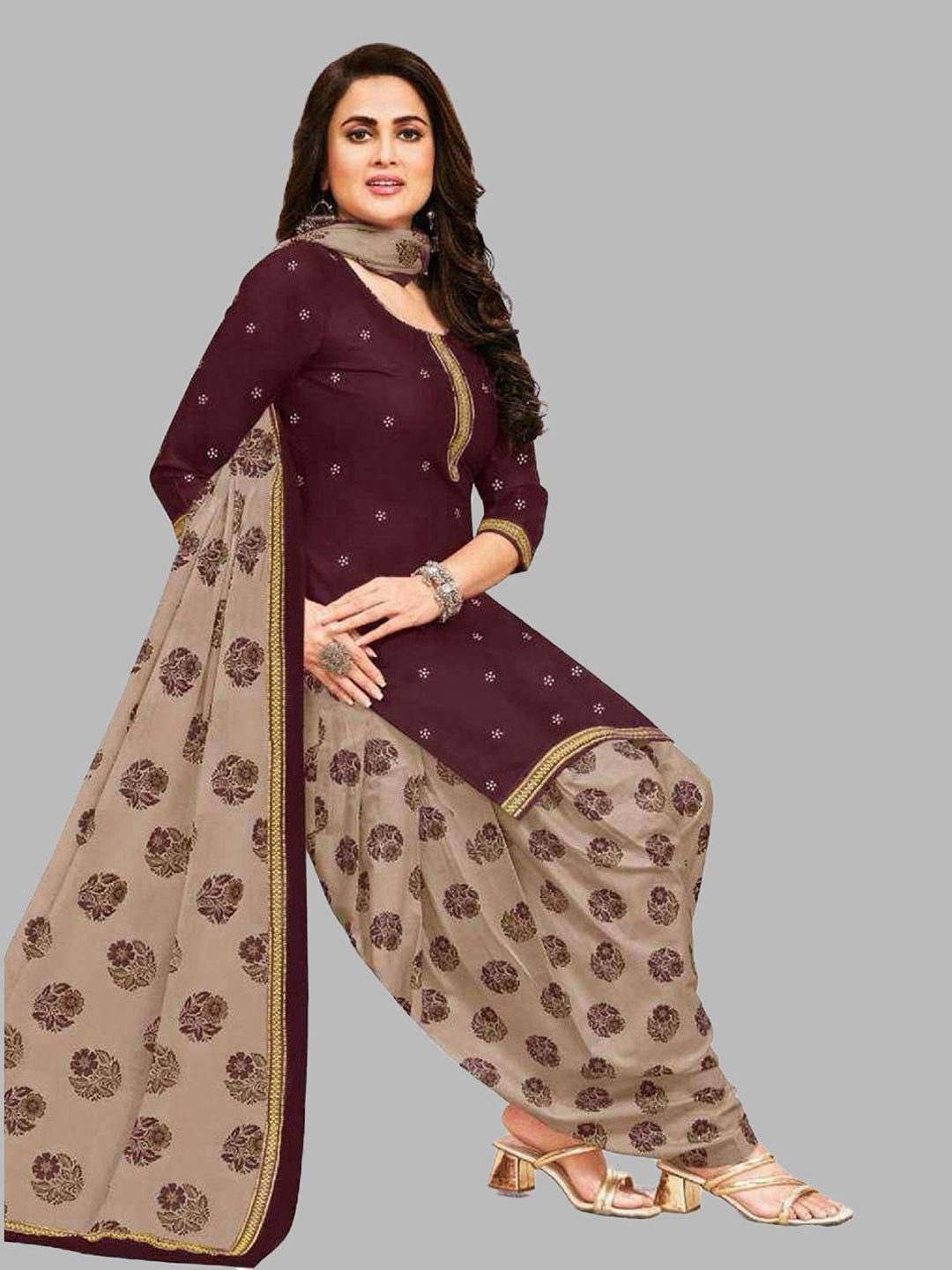 

SIMPLYETHNIC Printed Unstitched Dress Material, Purple