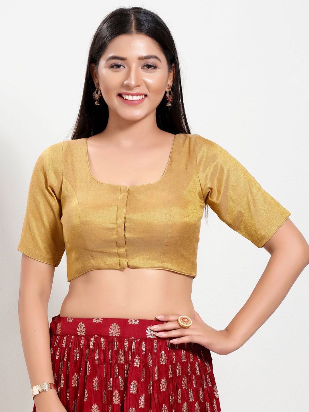 

VAMAS - THE DESIGNER BLOUSES Silk Square Neck Padded Saree Blouse, Gold