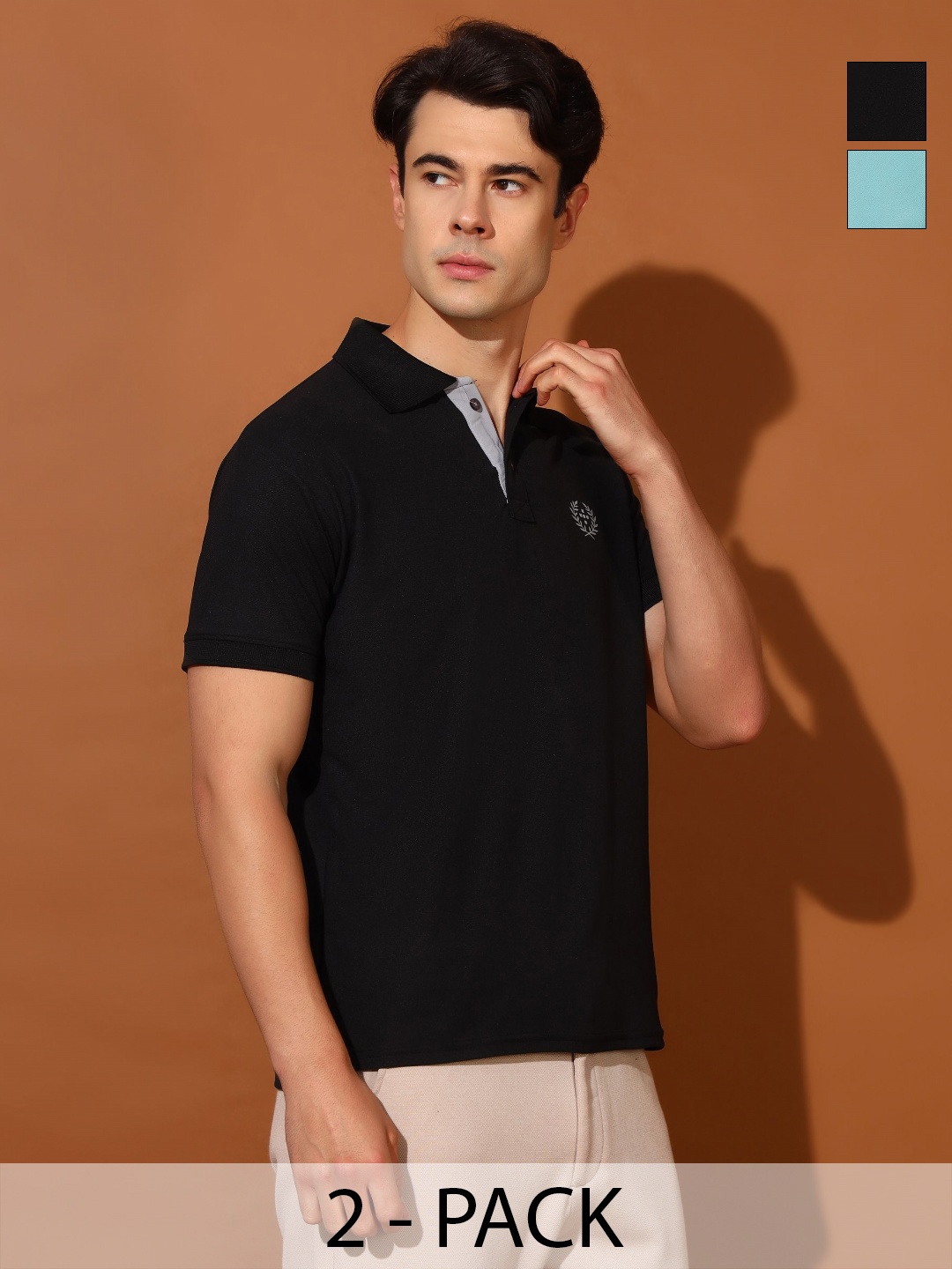 

Christy World Men 2 Polo Collar Applique T-shirt, Multi