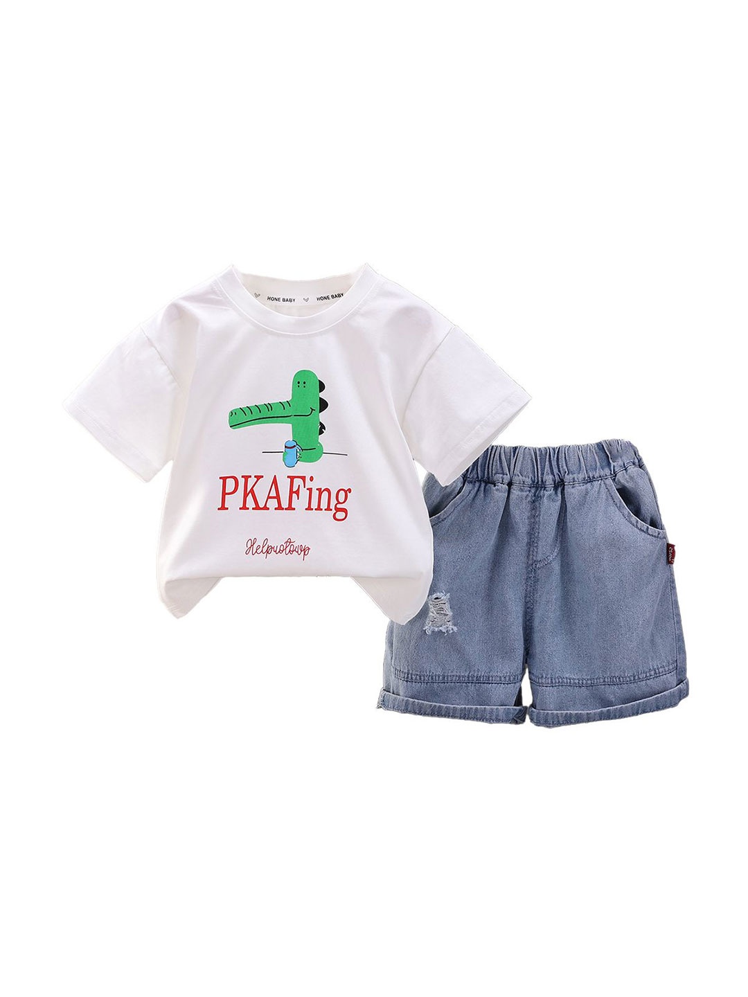 

StyleCast x Revolte Boys Printed Round Neck T-shirt With Shorts, White