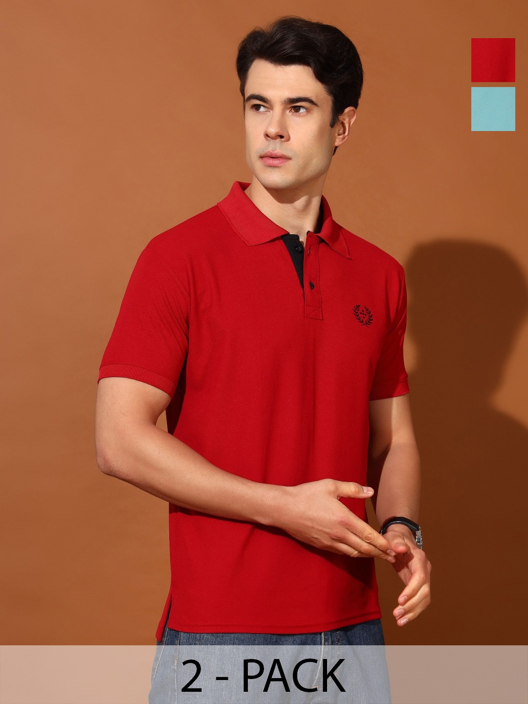 

Christy World Men 2 Polo Collar Applique T-shirt, Multi