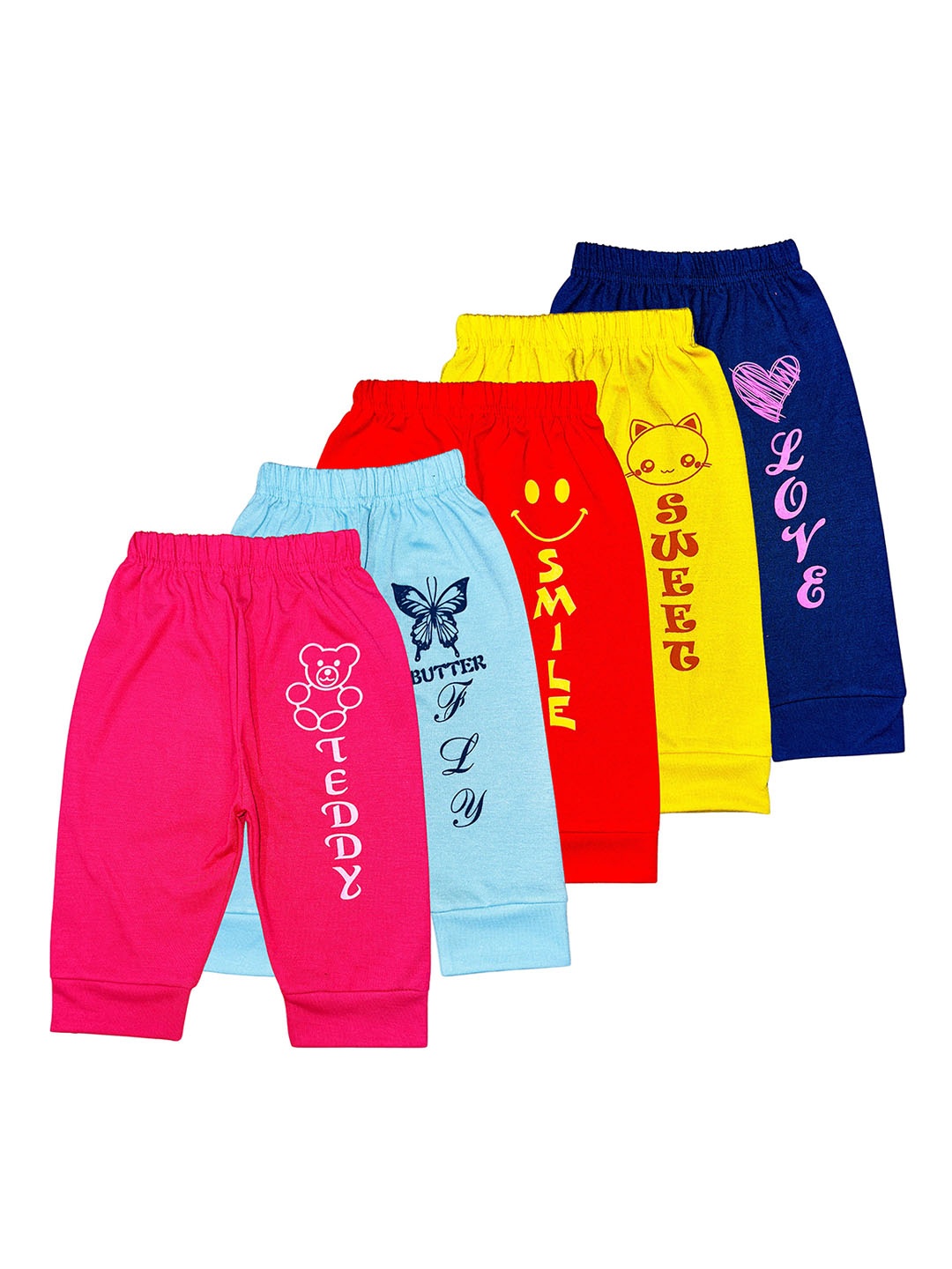 

Surfbae Kids Pack Of 5 Graphic Printed Cotton Joggers, Red