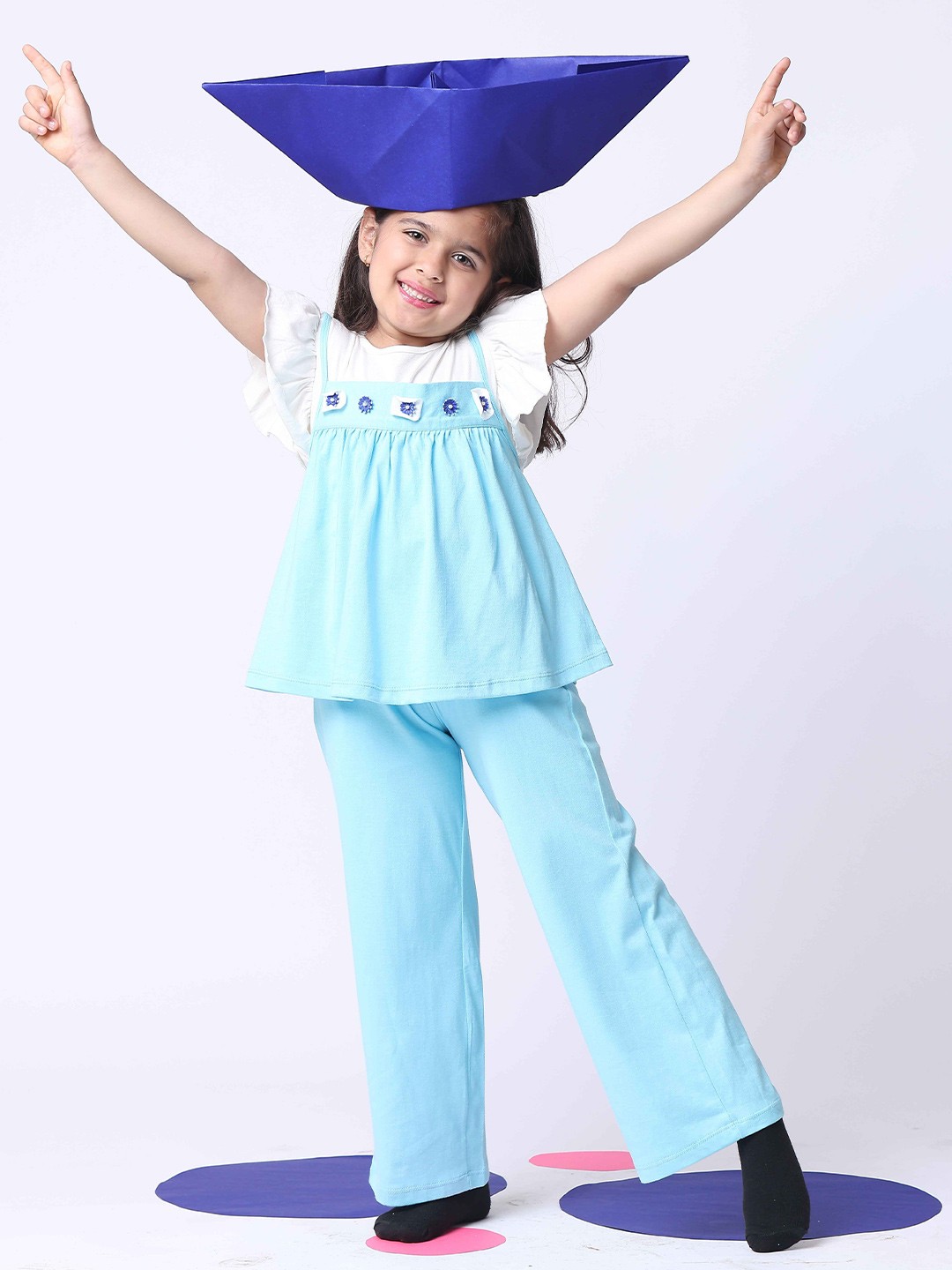 

Baawri Girls Top with Trousers, Blue