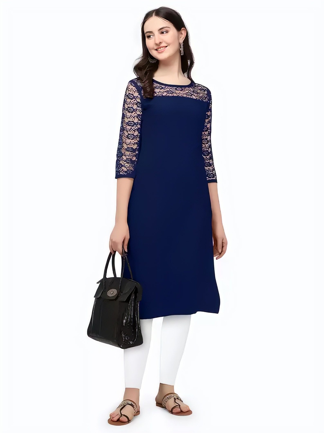 

ZELZIS Women Straight Kurta, Blue