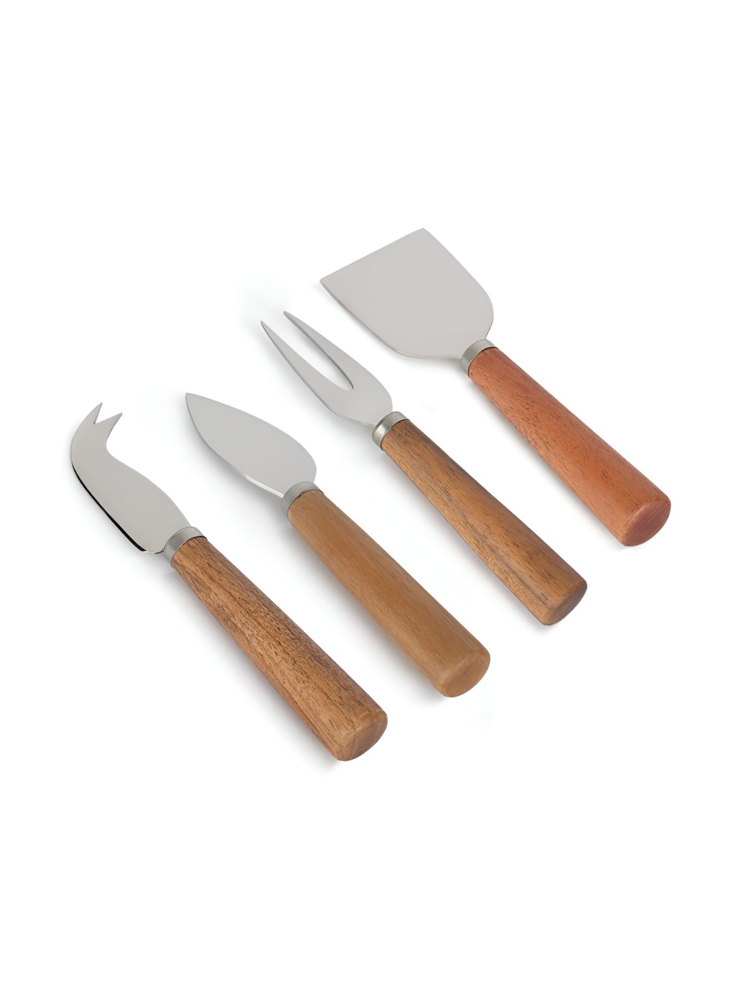 

IAAH Silver-Toned & Brown 4 Pieces Stainless Steel Wood Cheese Knifes