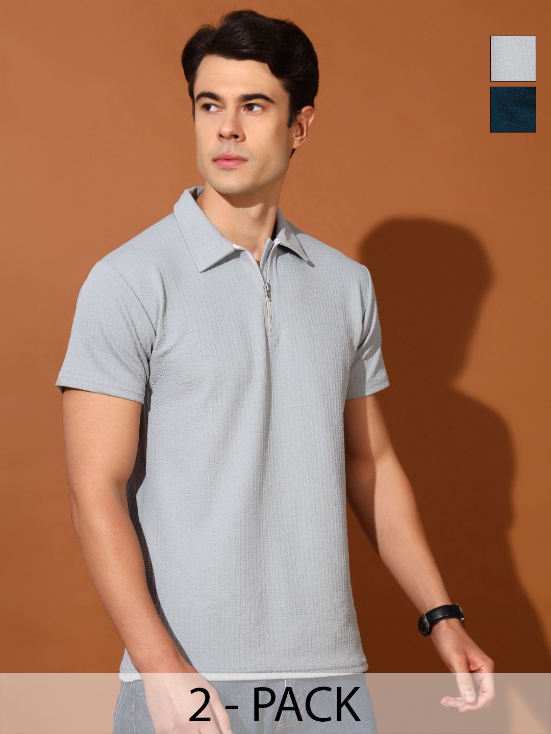 

Christy World Men 2 Polo Collar Pockets T-shirt, Multi