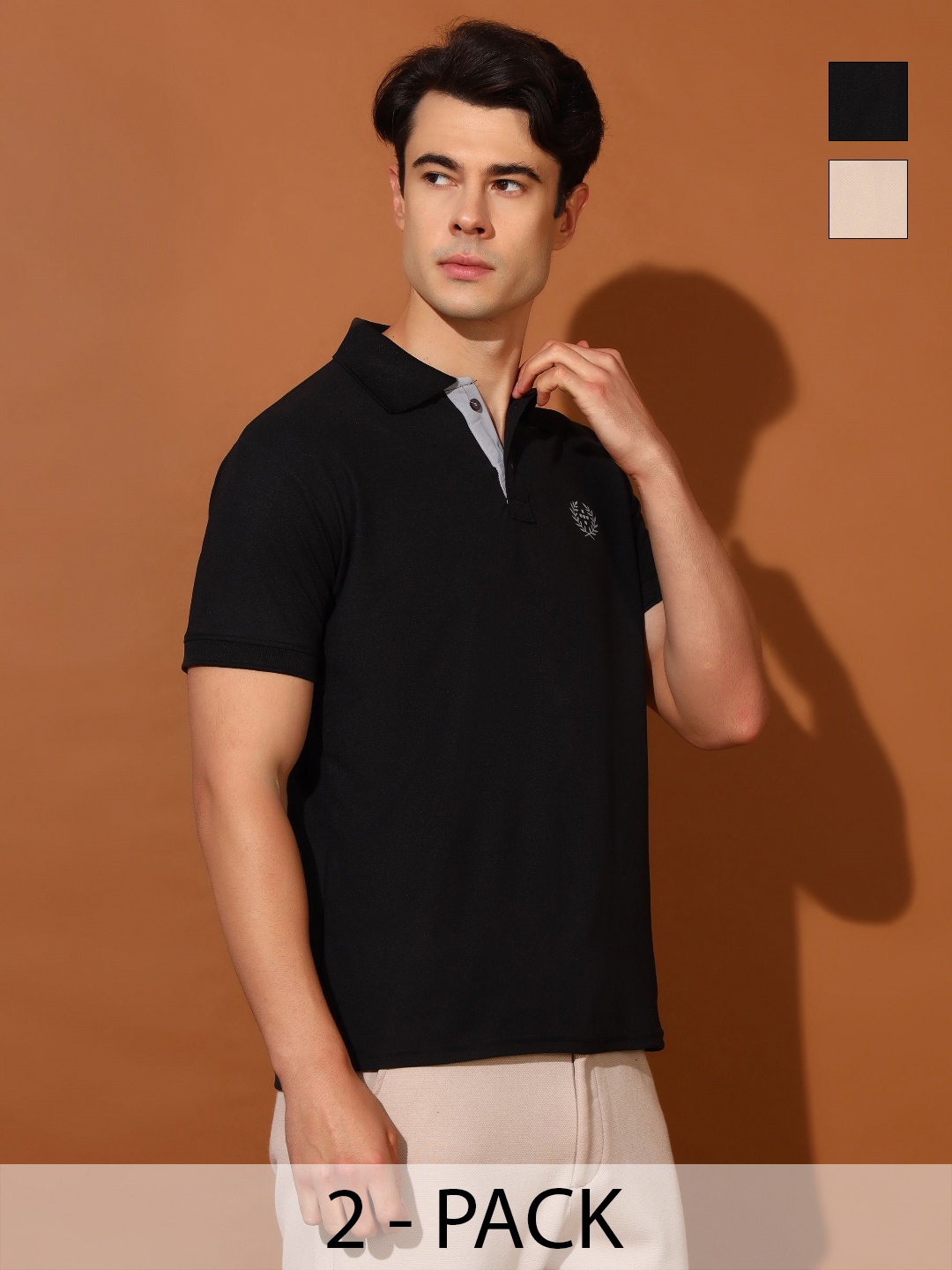 

Christy World Men 2 Polo Collar Applique T-shirt, Multi