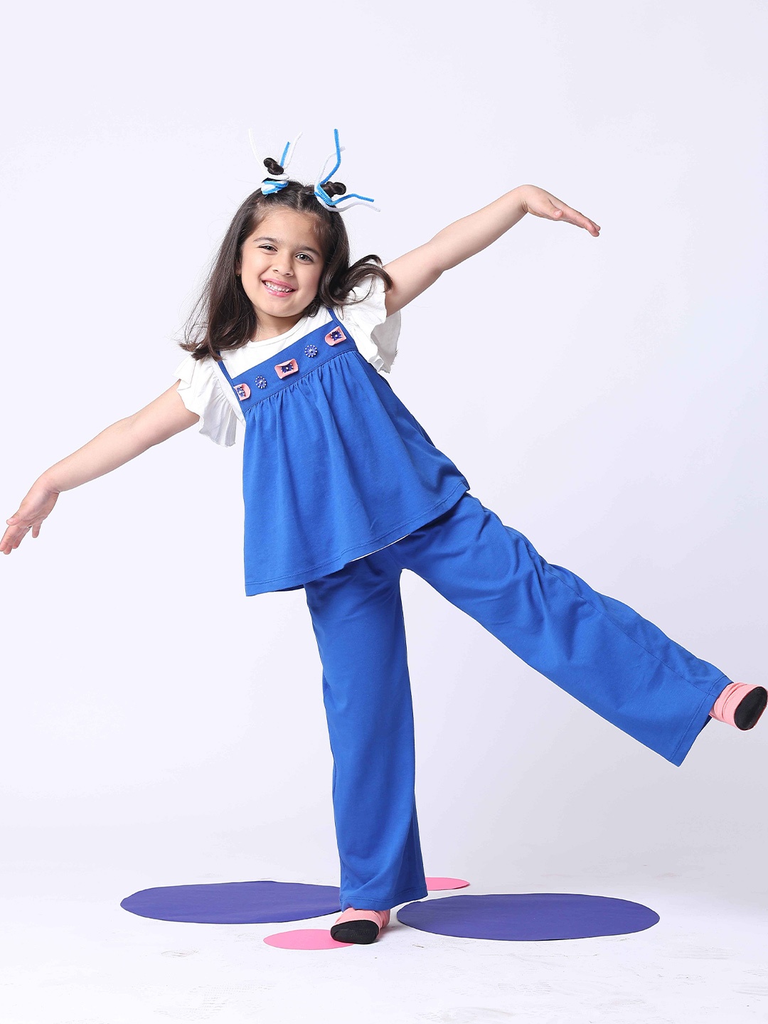 

Baawri Girls Top with Trousers, Blue