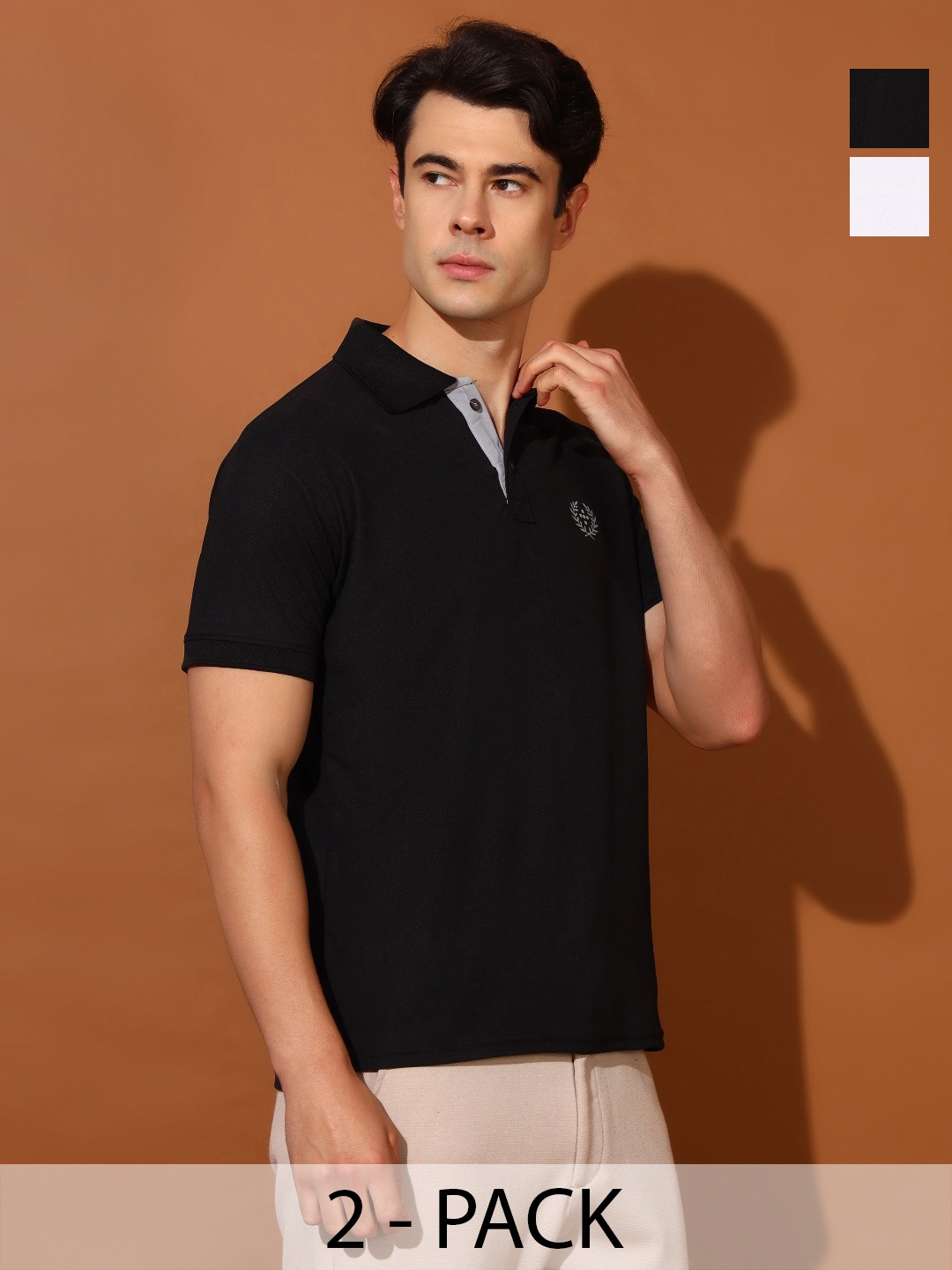 

Christy World Men 2 Polo Collar Applique T-shirt, Multi
