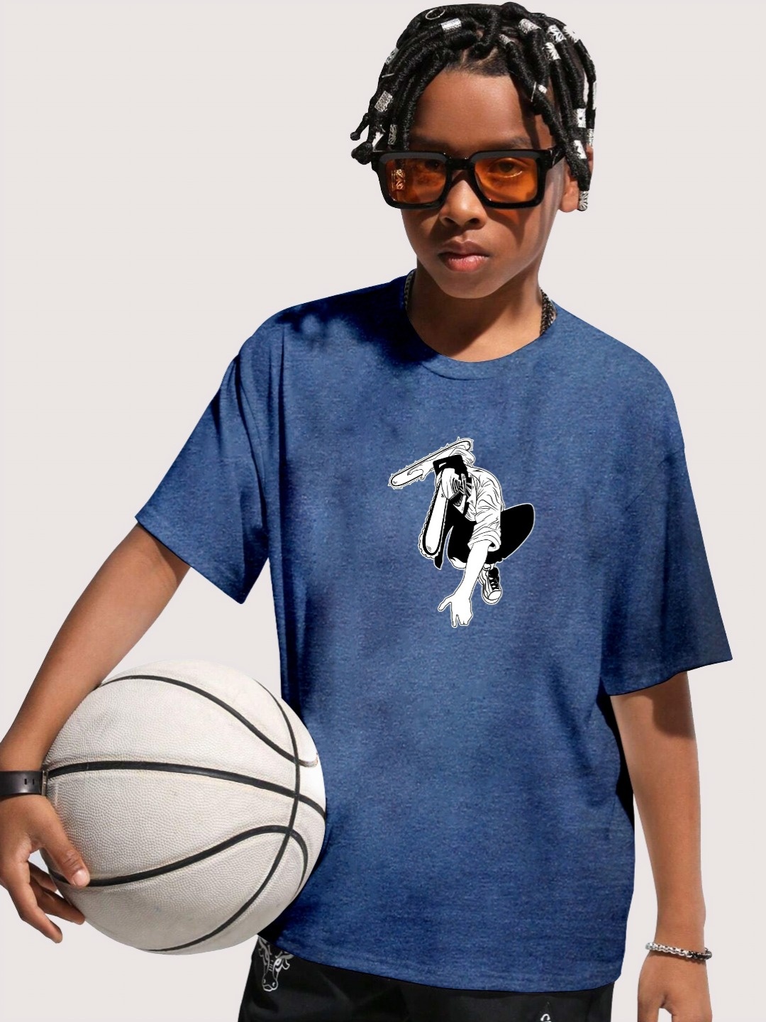 

LOCAVESTIR Boys Printed T-shirt, Blue
