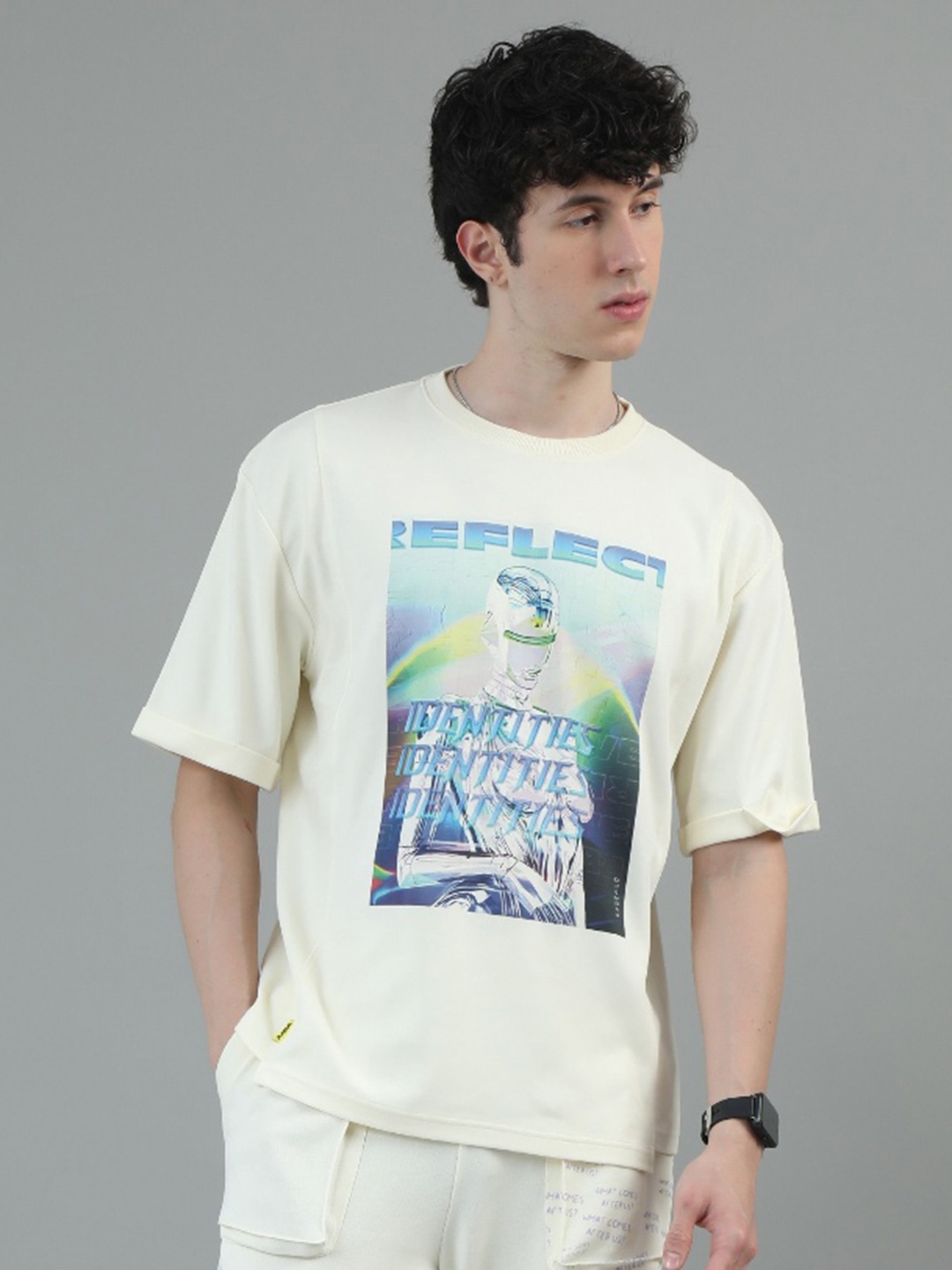 

ANML Men Printed Tropical Pockets T-shirt, Cream