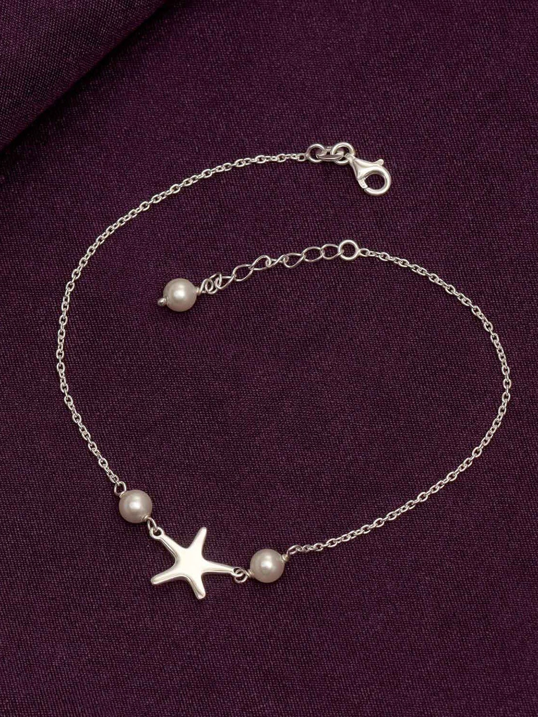 

LeCalla Silver-Plated Artificial Stones and Beads Anklet