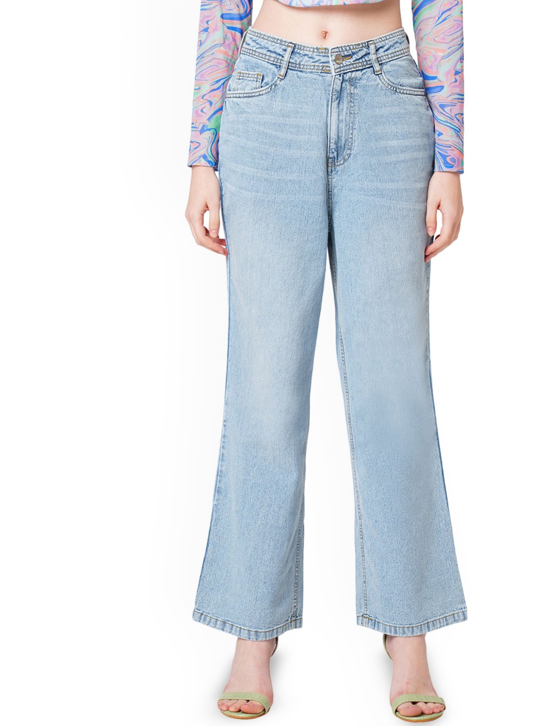 

Kraus Jeans Women Wide Leg High-Rise Light Fade Jeans, Blue