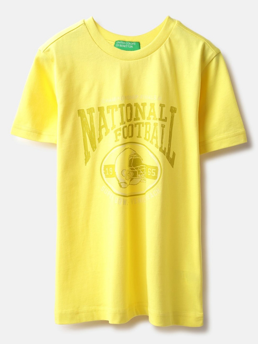 

United Colors of Benetton Boys Printed Pure Cotton T-shirt, Yellow