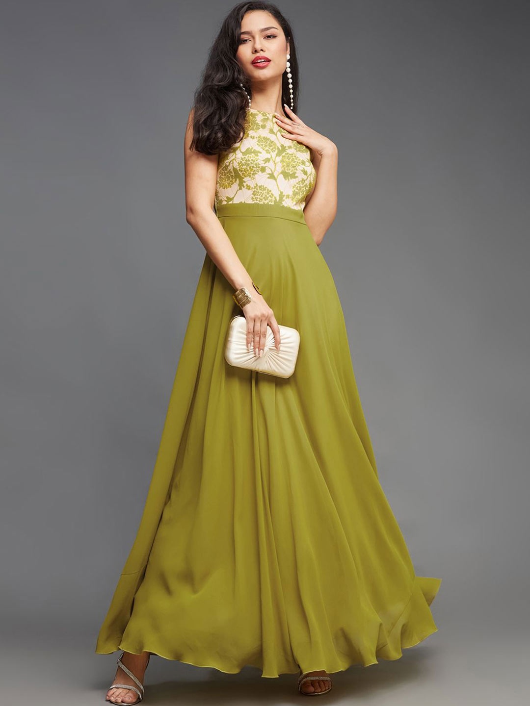 

Miss Chase Georgette Maxi Dress, Green