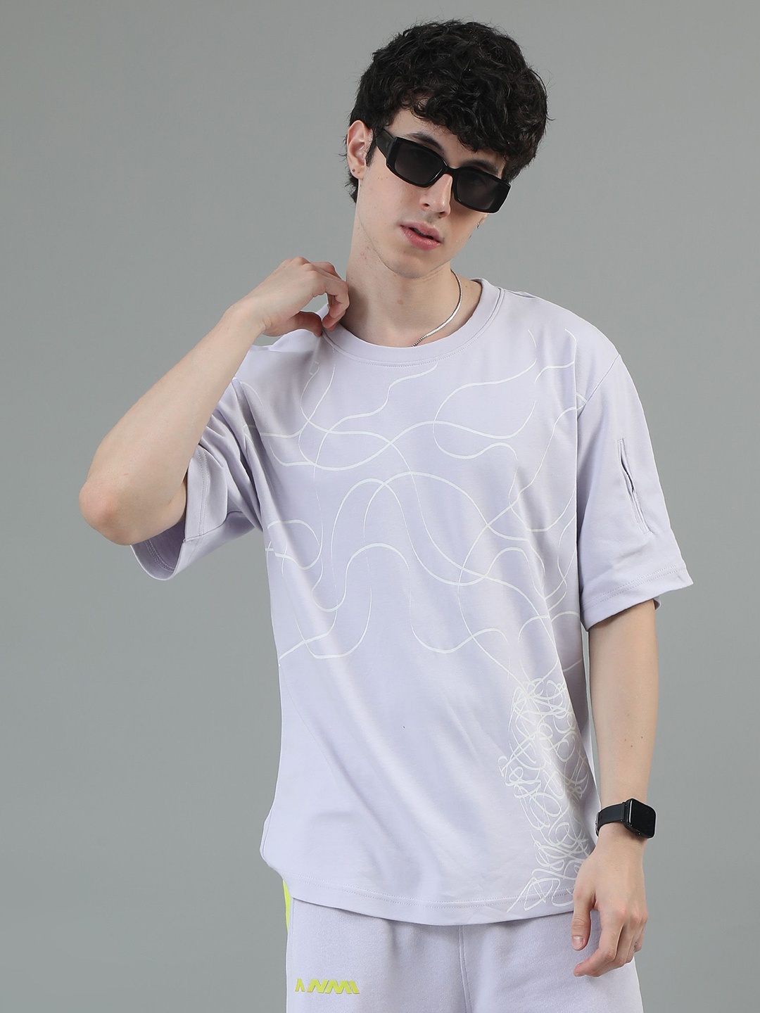

ANML Men Printed Pockets T-shirt, Purple