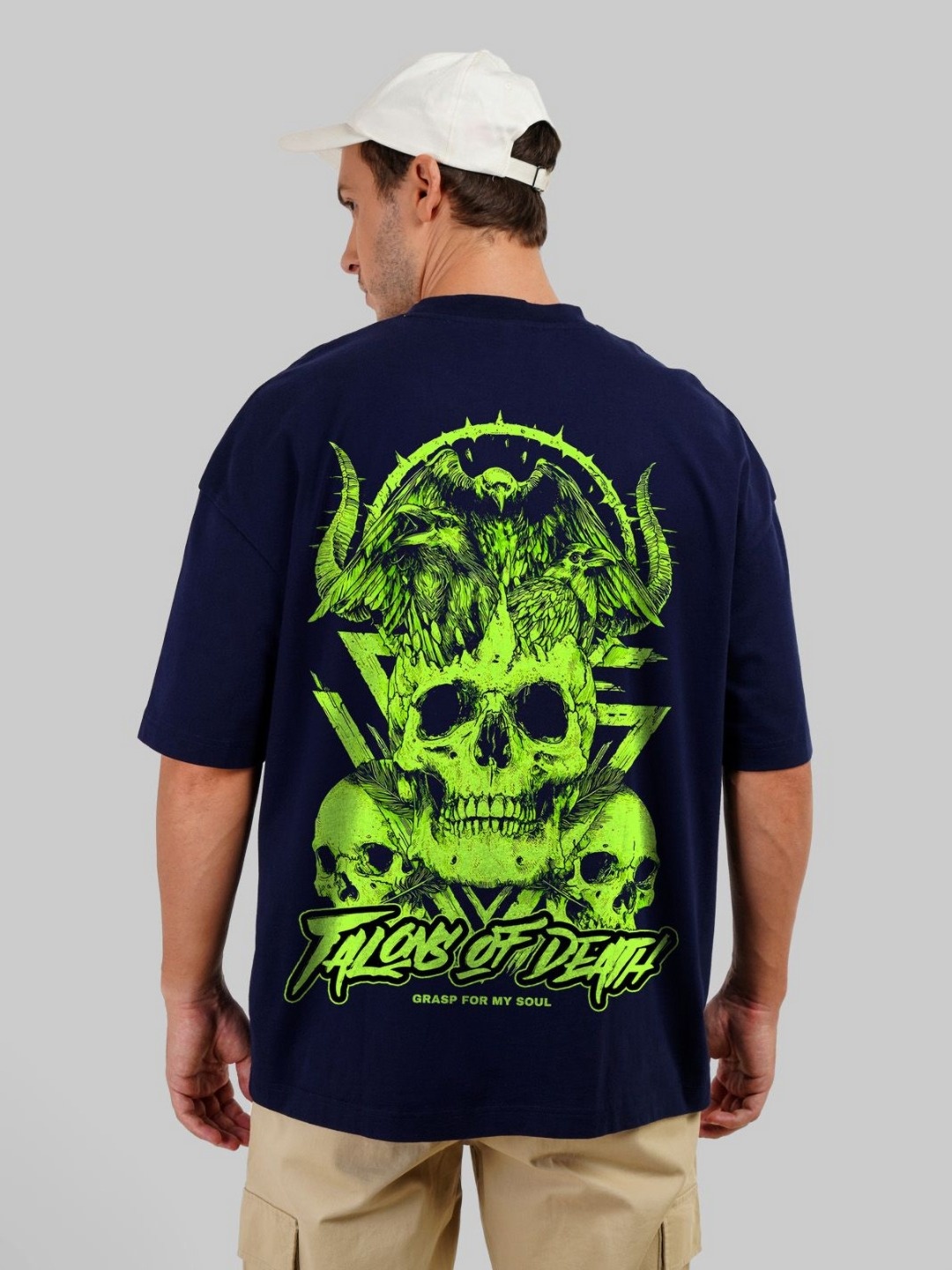 

Underrated Club Men Printed Bio Finish Raw Edge T-shirt, Navy blue