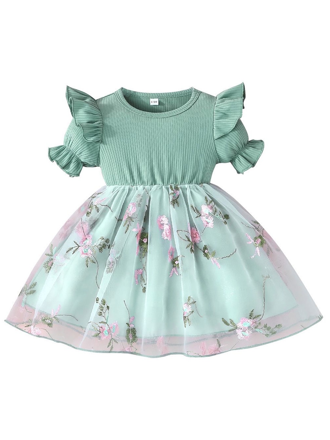 

StyleCast x Revolte Girl Floral Embroidered Fit and Flare Mini Dress, Green