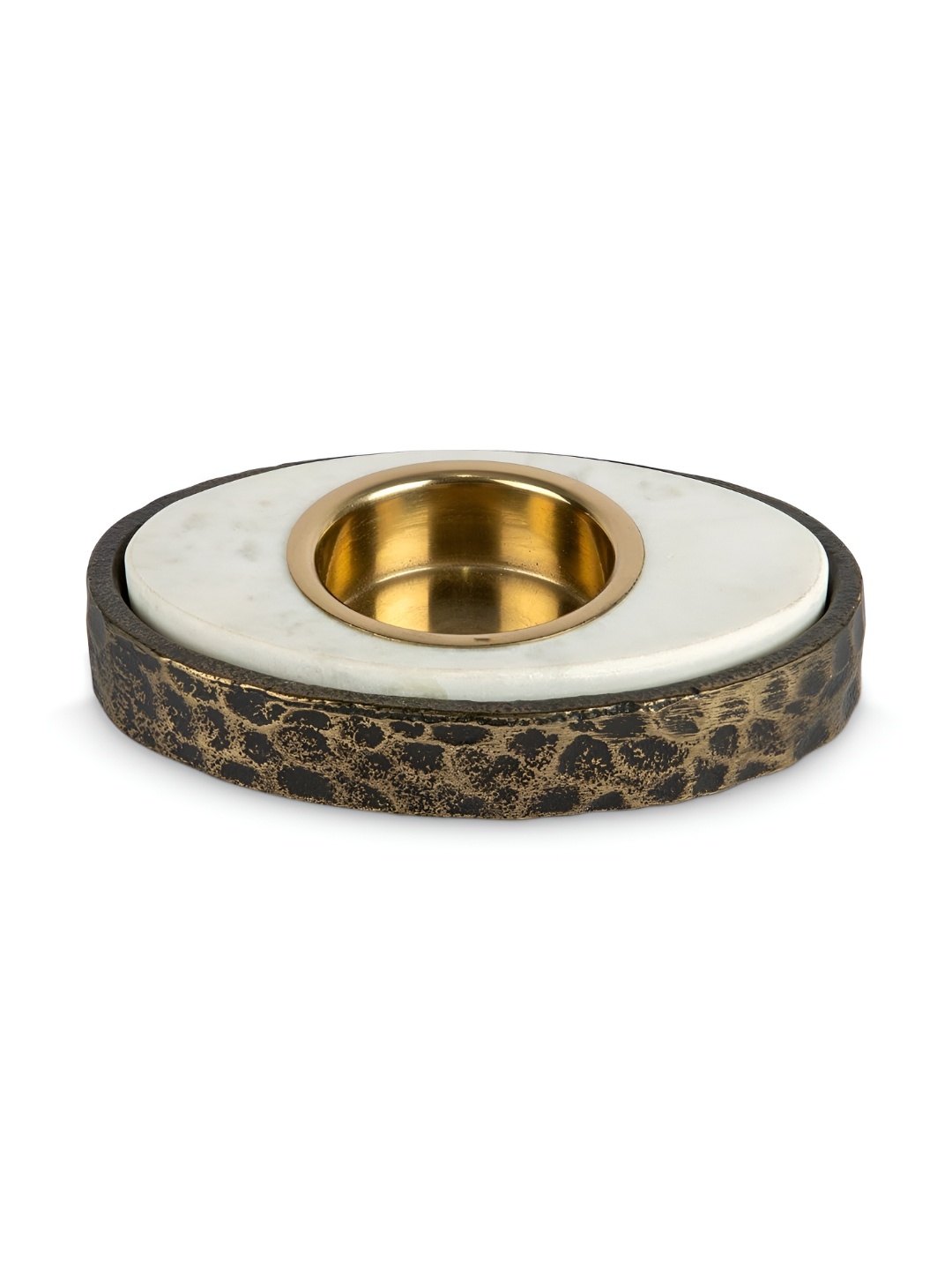 

IAAH White & Gold-Toned Aluminum & Marble Candle Holder